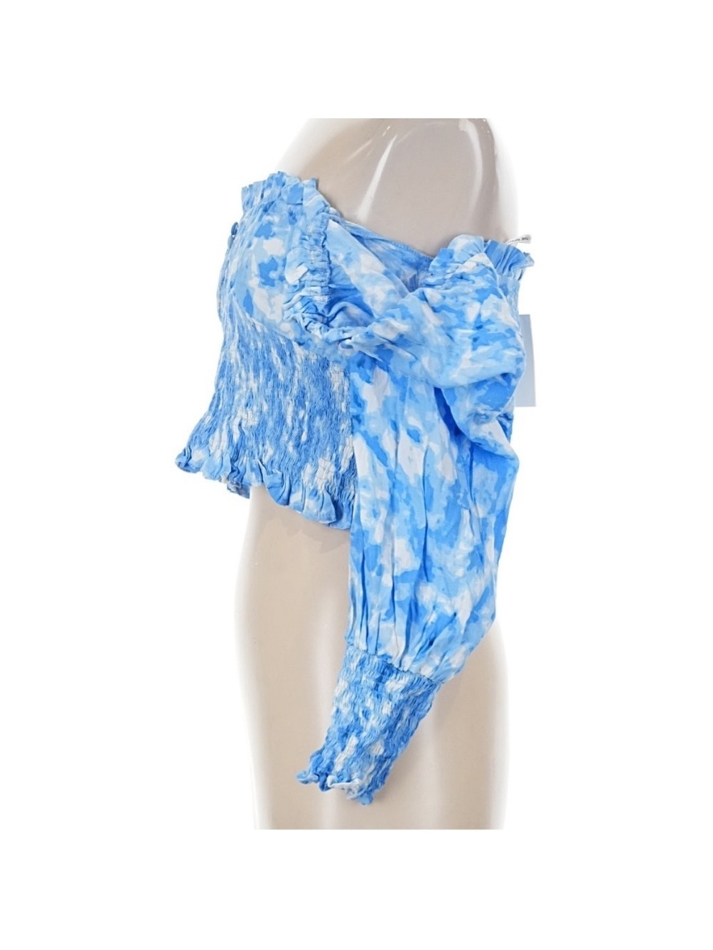 Faithfull The Brand Willow Smocked Blue Floral Top Puff Sleeve Square Neck 8 NWT - Picture 5 of 7